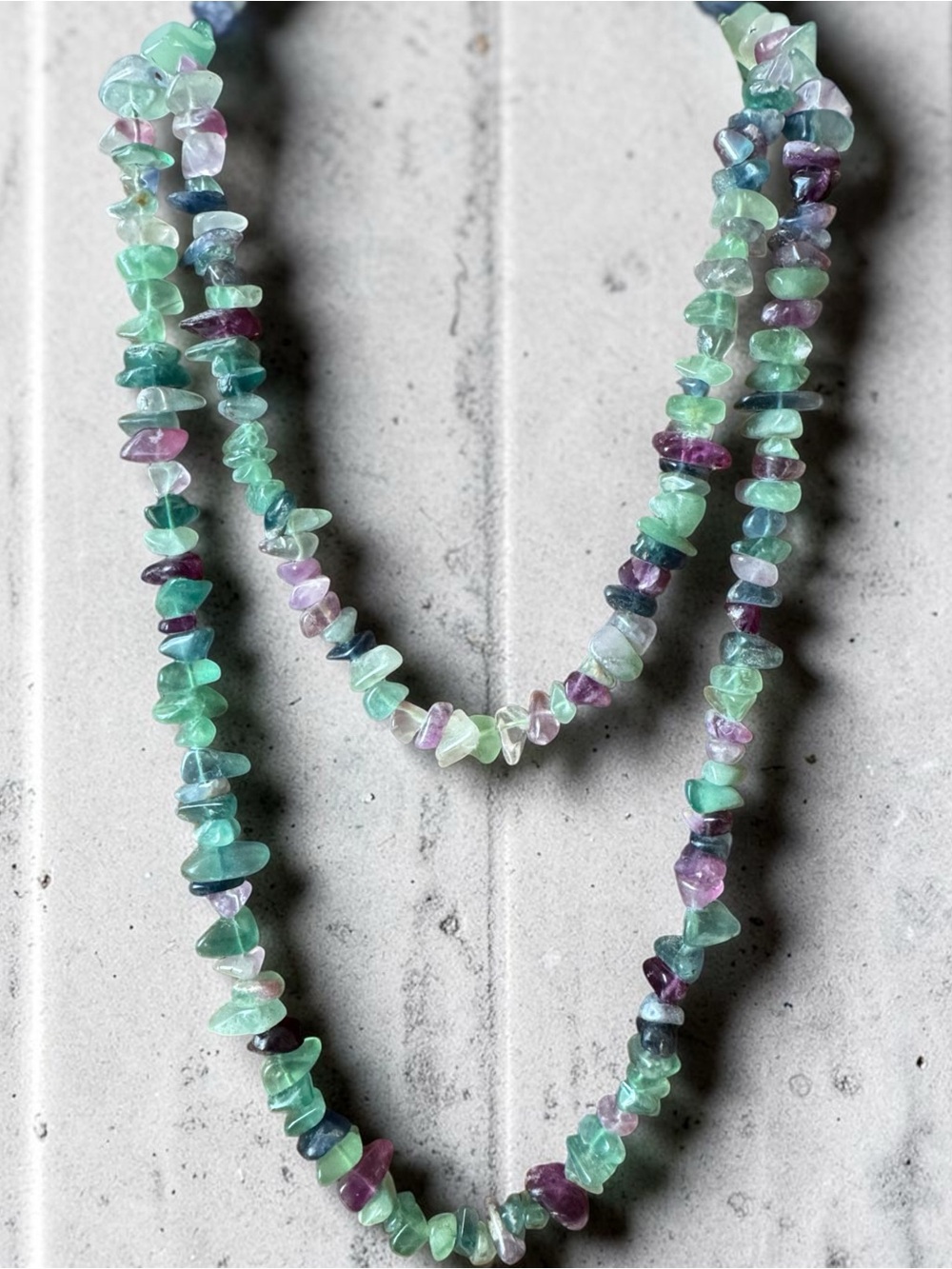 36” Genuine Fluorite Stone Chip Bead Necklace - Women’s Jewelry